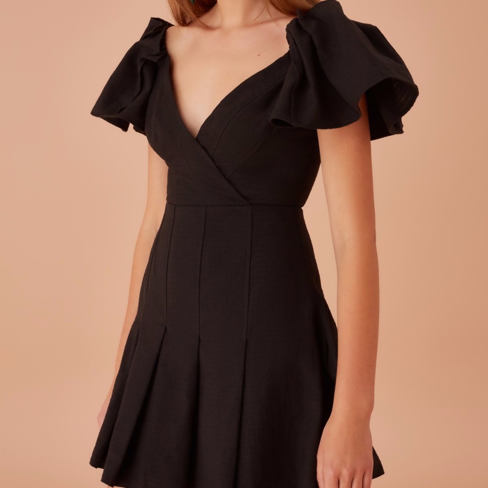 KEEPSAKE the Label Black Mini Dress with Ruffled Cap Sleeves